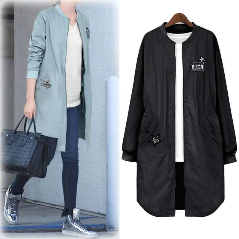New Spring Autumn Women Coat Plus Size Fashion Patch Designs Solid Nine Quarter MD-Long Trench Coat For Women Large Outerwear
New Spring Autumn Women Coat Plus Size Fashion Patch Designs Solid Nine Quarter MD-Long Trench Coat For Women Large Outerwear