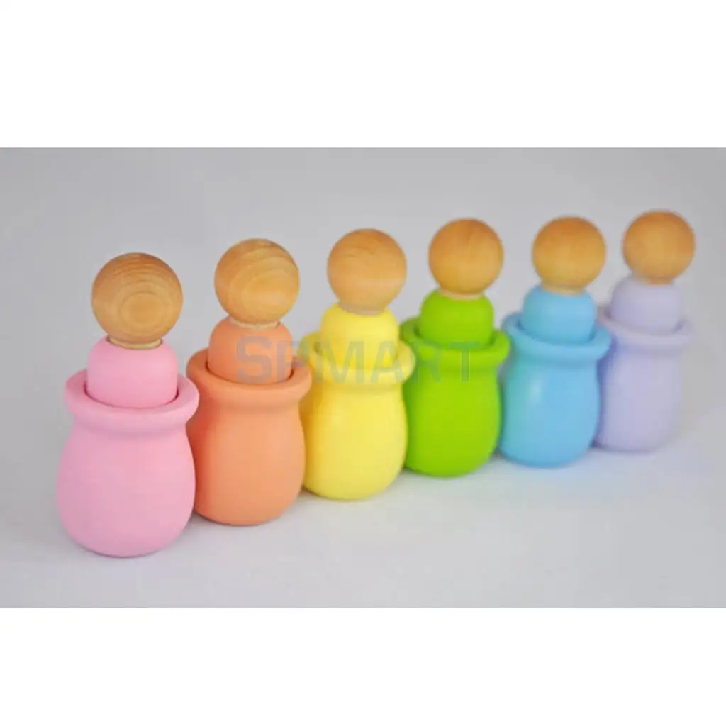 20pcs Wooden Family People Nesting Set Plain Unfinished Peg Dolls DIY Making Findings Cake Topper DIY Craft Kids Toy Gift