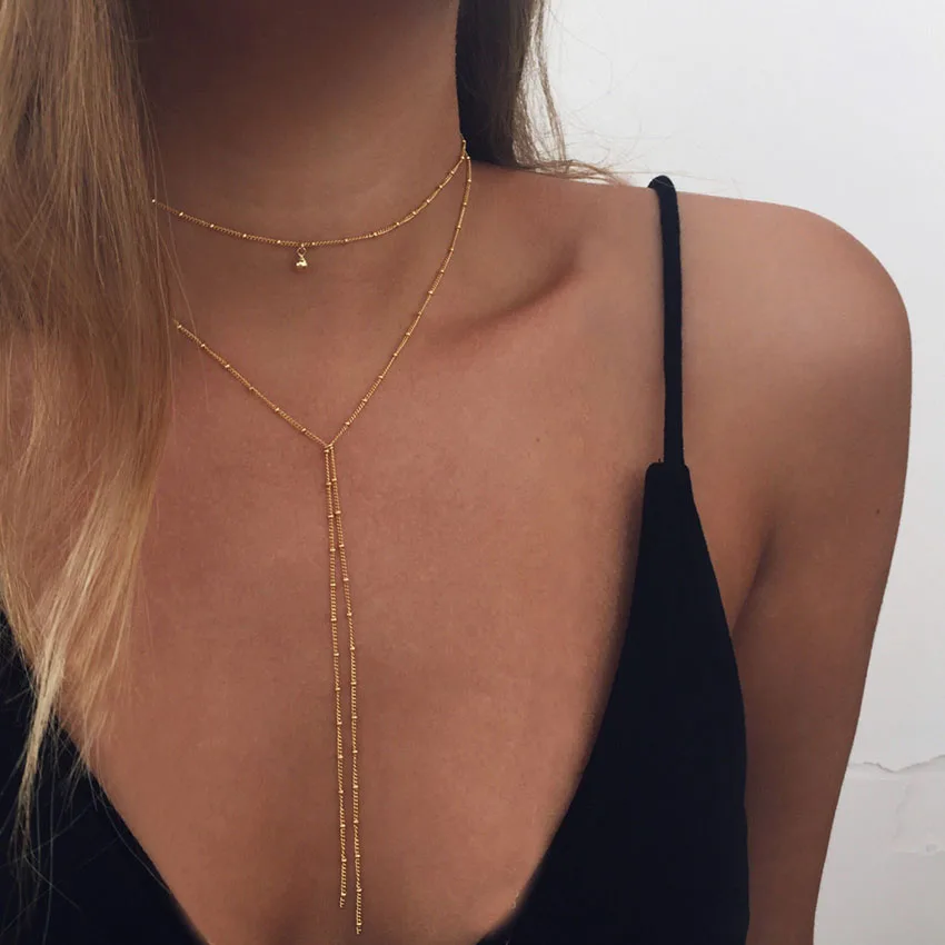 New Gold Silver Color Choker Chain Necklace Long Tassel Beads Pendant Necklaces for Women Collar Jewelry Collier Femme
New Gold Silver Color Choker Chain Necklace Long Tassel Beads Pendant Necklaces for Women Collar Jewelry Collier Femme