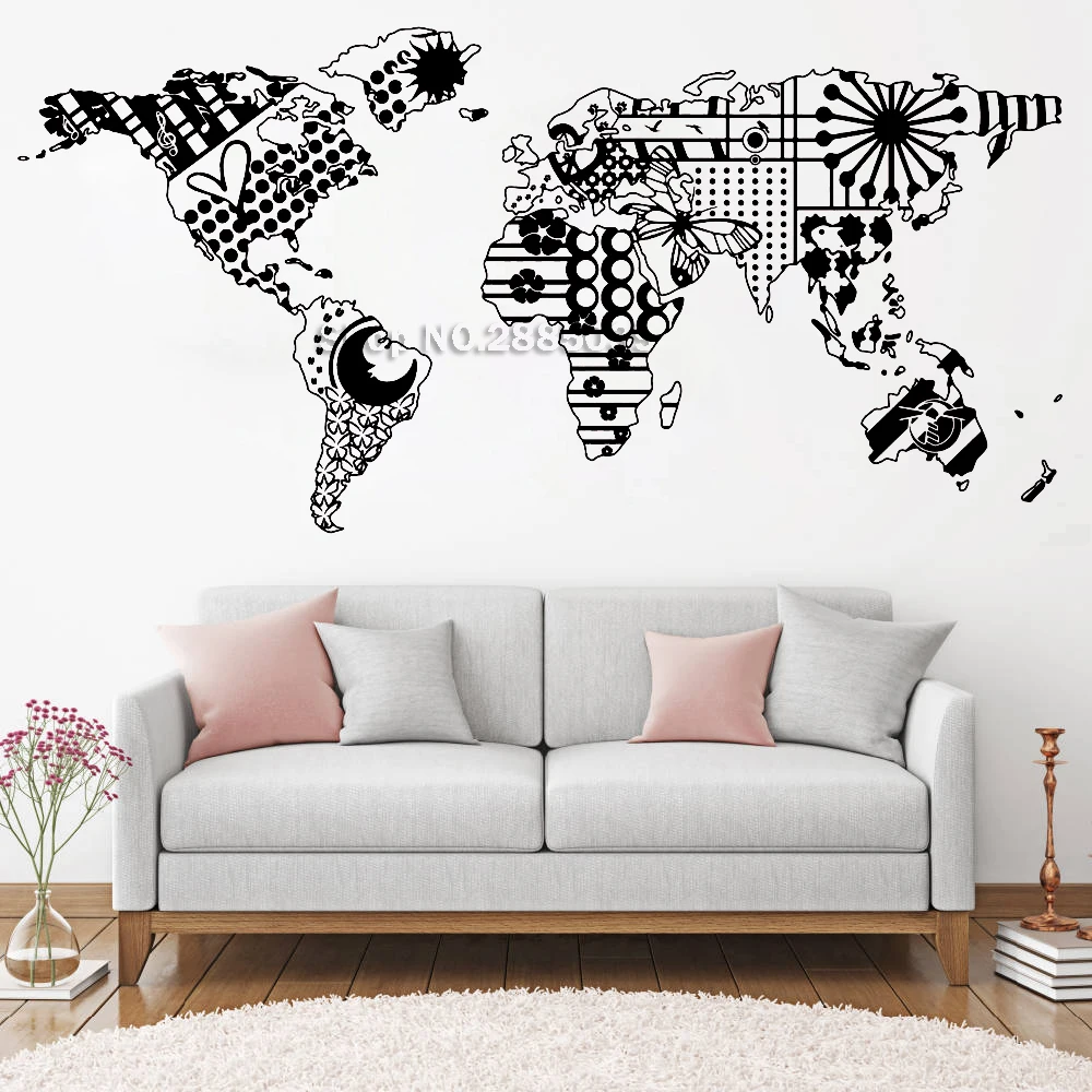 Newest Creative Patterned World Map Wall Decal Stickers For Bedroom Home Decor Wallpapers Art Vinyl Map Decals Removable LC458
Newest Creative Patterned World Map Wall Decal Stickers For Bedroom Home Decor Wallpapers Art Vinyl Map Decals Removable LC458