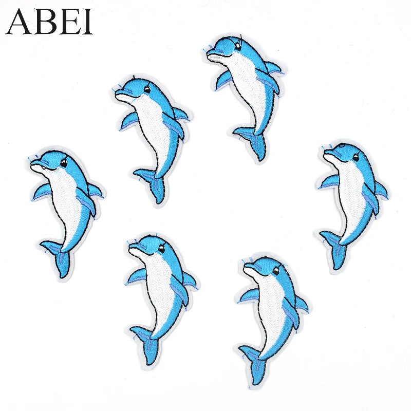 Sew On Embroidered Dolphin Patch Clothes Jeans Bag Fish Animal Badge Iron On