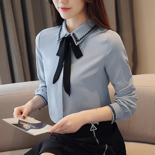 Spring Chiffon Women Shirts 2019 New Style Autumn Embroidered And Bow Designs Work Wear Female Fashion Slim Bottoming Blouses
Spring Chiffon Women Shirts 2019 New Style Autumn Embroidered And Bow Designs Work Wear Female Fashion Slim Bottoming Blouses