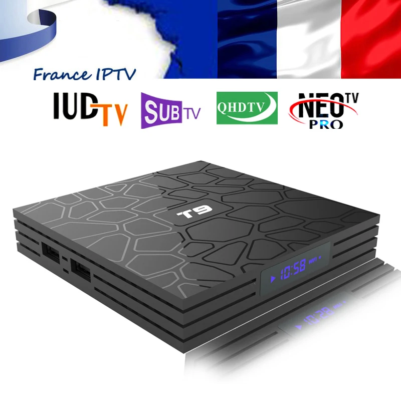 T9 Android 8.1 France IP TV Box Quad Core NEOTV QHDTV IUDTV SUBTV Europe Set Top Box 1Year IPTV Belgium Dutch French Arabic IPTV
T9 Android 8.1 France IP TV Box Quad Core NEOTV QHDTV IUDTV SUBTV Europe Set Top Box 1Year IPTV Belgium Dutch French Arabic IPTV