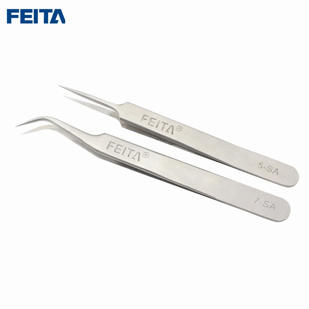 FEITA 2pcs/set Fake Eyelash Extension Tweezers Set Stainless Steel Tweezers Electornic Professional Angle Curved & Straight Tip
FEITA 2pcs/set Fake Eyelash Extension Tweezers Set Stainless Steel Tweezers Electornic Professional Angle Curved & Straight Tip