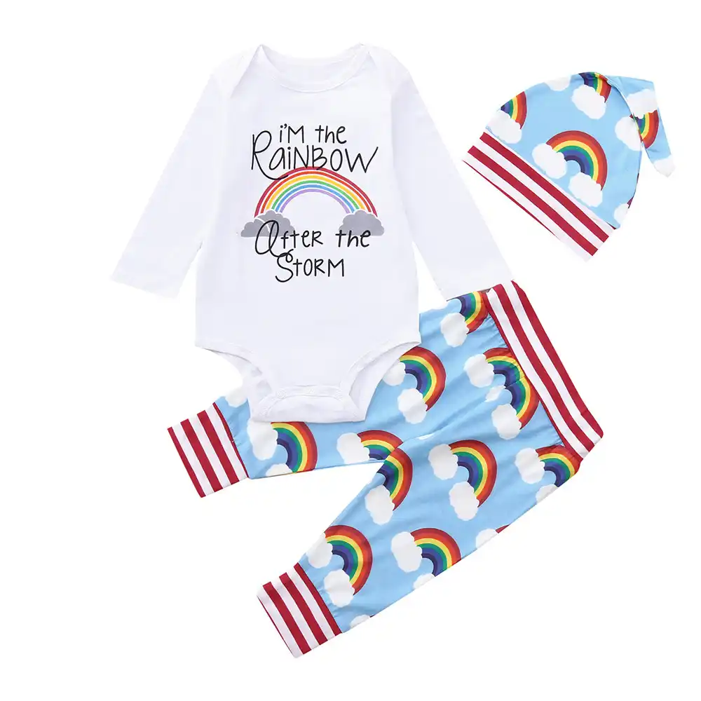 rainbow baby clothes set newborn baby girls boys letter romper