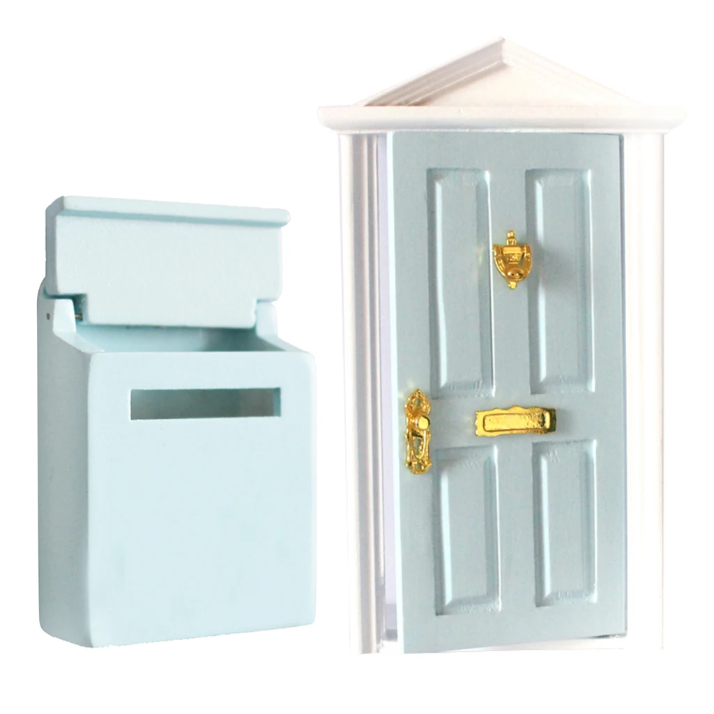1:12 DollHouse Miniature Blue Wooden Mailbox Steepletop Door With Hardware Dolls House Miniature Door 1:12 DollHouse Miniature Blue Wooden Mailbox Steepletop Door With Hardware Dolls House Miniature Door