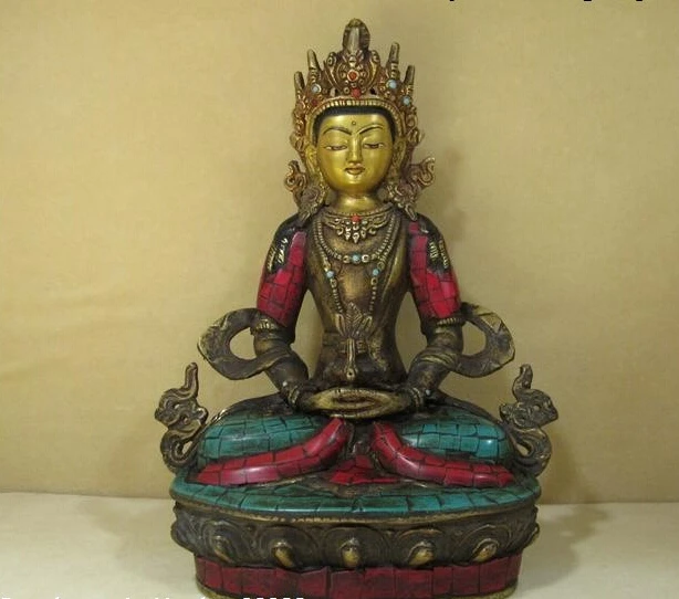 shitou 002086 Tibet Temple Bronze Gild inlay turquoise Red coral Amitayus Buddha Nepal statue
shitou 002086 Tibet Temple Bronze Gild inlay turquoise Red coral Amitayus Buddha Nepal statue