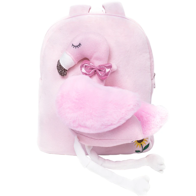 Детская школьная сумка с рисунком фламинго плюшевые рюкзаки Mochila infantil menina Sac a dos