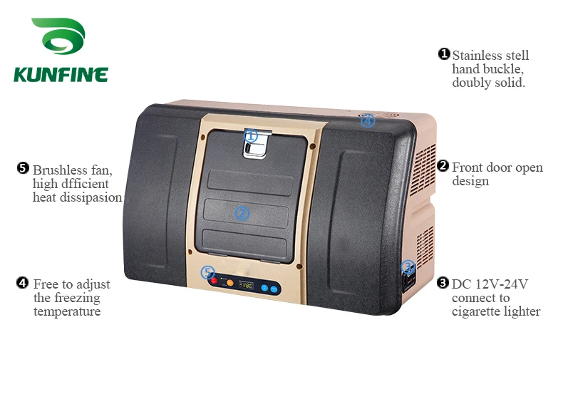 KUNFINE DC 12V24V 110-240V AC Car Refrigerator Multi-Function Fridge Compressor Vehicel Protable Refrigerator Freezer Cooler PDC-18-1 (9)