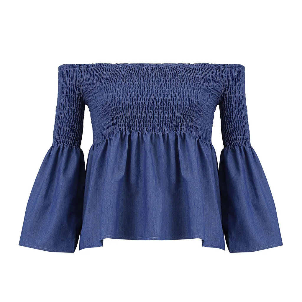 New Trendy Women Long Sleeve Blouses Summer Casual Loose Blue Tee Shirt Tops Off Shoulder Plain Dyed Solid Blouse Shirt Blusa
New Trendy Women Long Sleeve Blouses Summer Casual Loose Blue Tee Shirt Tops Off Shoulder Plain Dyed Solid Blouse Shirt Blusa