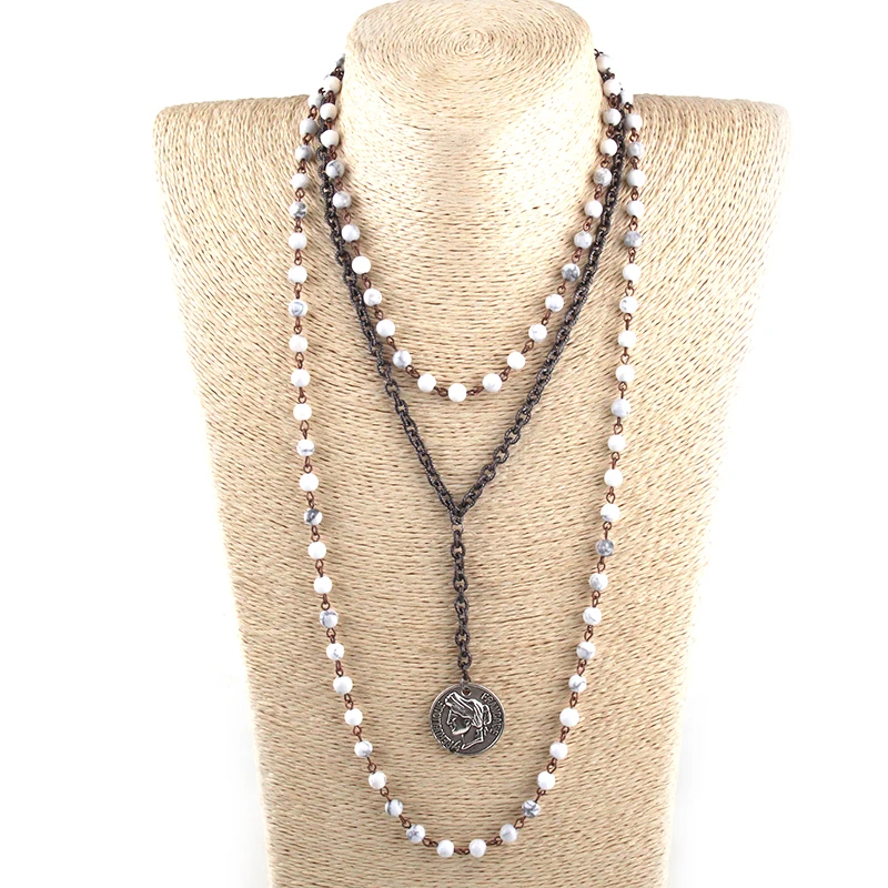 MOODPC Fashion Bohemian Tribal Jewelry 3 Layer Multiple White Stone Rosary Link & Chain Coin Pendant Necklaces
MOODPC Fashion Bohemian Tribal Jewelry 3 Layer Multiple White Stone Rosary Link & Chain Coin Pendant Necklaces