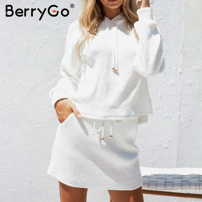 BerryGo Two piece lace up casual suit dress women Cotton white autumn winter hooded sweatshirt dress Oversized Knitted dress
BerryGo Two piece lace up casual suit dress women Cotton white autumn winter hooded sweatshirt dress Oversized Knitted dress