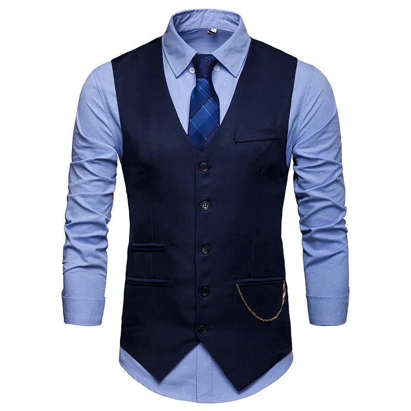 Brand 4 Colors European Vest Jacket Solid Mens Wedding Waistcoats Suit Vest Sleeveless Fitness Dress Vests For Men Big Size 
Brand 4 Colors European Vest Jacket Solid Mens Wedding Waistcoats Suit Vest Sleeveless Fitness Dress Vests For Men Big Size
