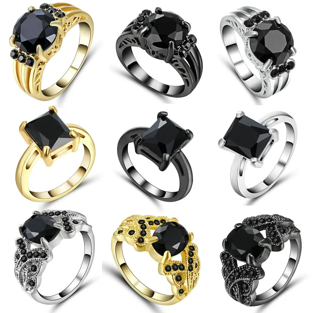 TianBo Brand Black Nano Cubic Zirconia Rings Black Silver Gold Color Fashion Party Crystal Punk Ring For Women Jewelry Size 7
TianBo Brand Black Nano Cubic Zirconia Rings Black Silver Gold Color Fashion Party Crystal Punk Ring For Women Jewelry Size 7