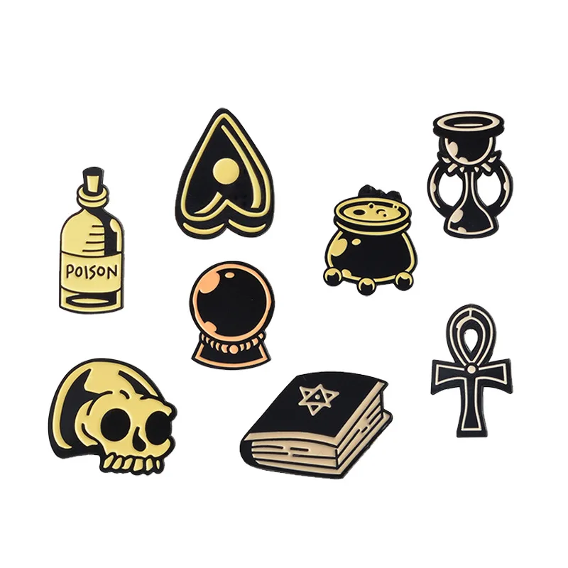 Punk Gothic Lapel Pin Cat Skull Skeleton Record Star Magic book Ball Ghost Bat Soul Enameled Pins brooches Bag Hats Accessories
Punk Gothic Lapel Pin Cat Skull Skeleton Record Star Magic book Ball Ghost Bat Soul Enameled Pins brooches Bag Hats Accessories