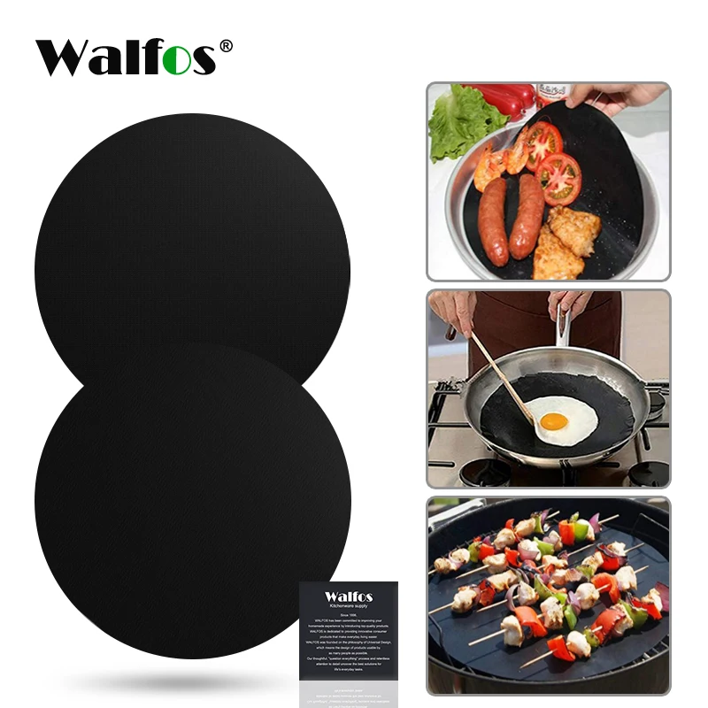 WALFOS 2pcs Reuseable Non-stick Mat Pan Fry Liner Sheet Cooking Wok Sheet Pad Kitchen BBQ Baking Mats Cooking Tool Round
WALFOS 2pcs Reuseable Non-stick Mat Pan Fry Liner Sheet Cooking Wok Sheet Pad Kitchen BBQ Baking Mats Cooking Tool Round