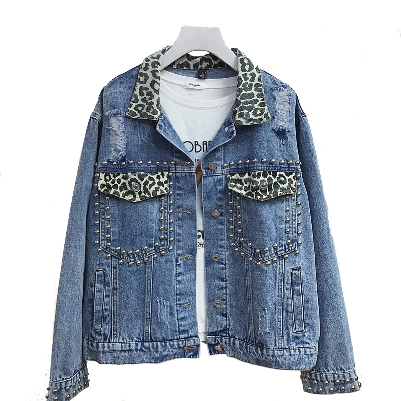 Spring Rivet Leopard Spliced Jeans Jacket Long Sleeve Denim Jacket For Women Women Basic Coat Casual Female Oversize Streetwear
Spring Rivet Leopard Spliced Jeans Jacket Long Sleeve Denim Jacket For Women Women Basic Coat Casual Female Oversize Streetwear
