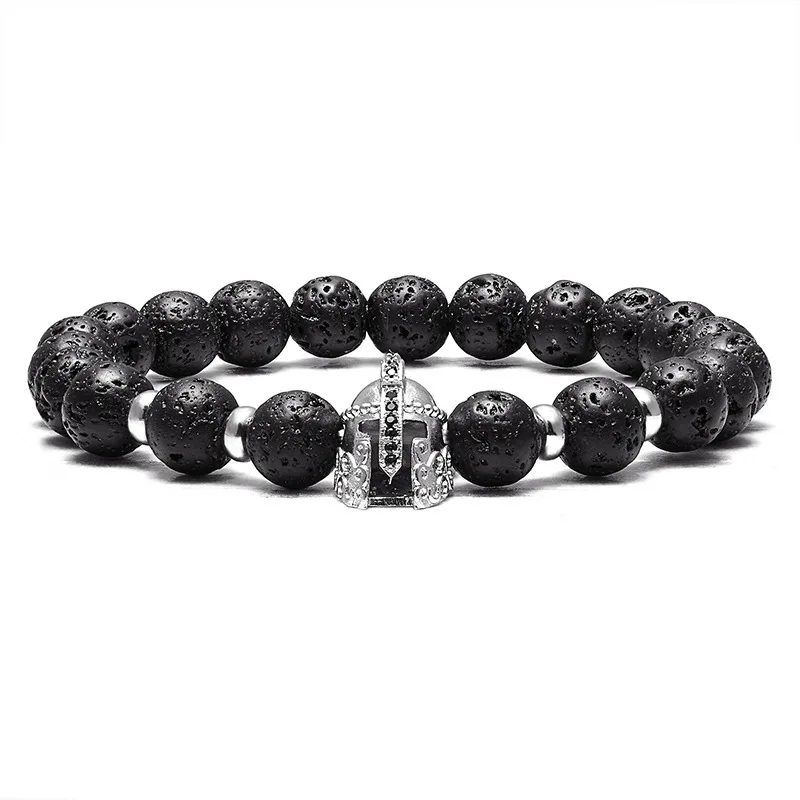 VOQ New Arrival Micro-inlaid Zircon Knight Helmet Bracelet 8mm Natural Stone Volcanic Rock Bead Bracelet Men Fashion Jewelry
VOQ New Arrival Micro-inlaid Zircon Knight Helmet Bracelet 8mm Natural Stone Volcanic Rock Bead Bracelet Men Fashion Jewelry