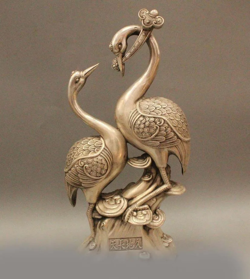 17" Chinese Folk Feng Shui Silver Longevity Red -Crowned Crane Hold Ru Yi Statue DSD66
17" Chinese Folk Feng Shui Silver Longevity Red -Crowned Crane Hold Ru Yi Statue DSD66