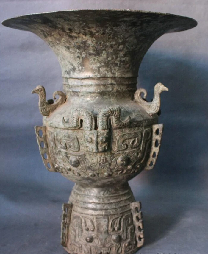 song voge gem S4513 14" Chinese Old Bronze Folk Bird Bull Ox Head Statue Vase Pot Bottle Jar Tank
song voge gem S4513 14" Chinese Old Bronze Folk Bird Bull Ox Head Statue Vase Pot Bottle Jar Tank