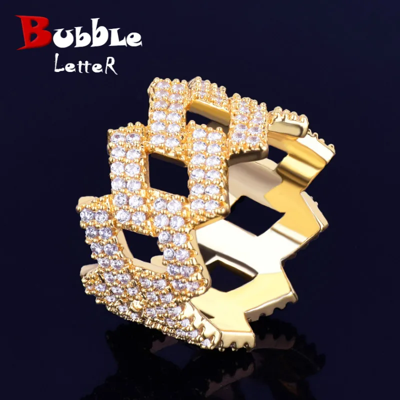Bubble Letter Miami Cuban Link Rings for Men Gold Color Iced Out Full Zircon Hip Hop Rock Jewelry 2022 Trend
Bubble Letter Miami Cuban Link Rings for Men Gold Color Iced Out Full Zircon Hip Hop Rock Jewelry 2022 Trend