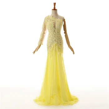 Yellow Evening Dresses Mermaid One-shoulder Chiffon Appliques See Through Long Evening Gown Prom Dresses Robe De Soiree
Yellow Evening Dresses Mermaid One-shoulder Chiffon Appliques See Through Long Evening Gown Prom Dresses Robe De Soiree