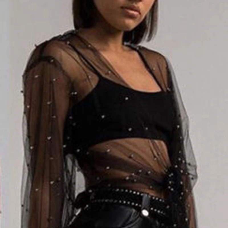 2018 Women New Fashion Casual Beading Solid Long-Sleeve Cover Up Shirts Loose Mesh Sheer Transparent Lace Up Shirts Tops Hot
2018 Women New Fashion Casual Beading Solid Long-Sleeve Cover Up Shirts Loose Mesh Sheer Transparent Lace Up Shirts Tops Hot