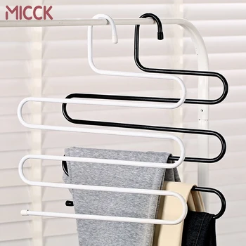 

MICCK 5Tier S Type Support Milk Circle Pants Clothes Hanger Trousers Holders Towels Clothes Apparel Hangers Hanging Laundry Rack