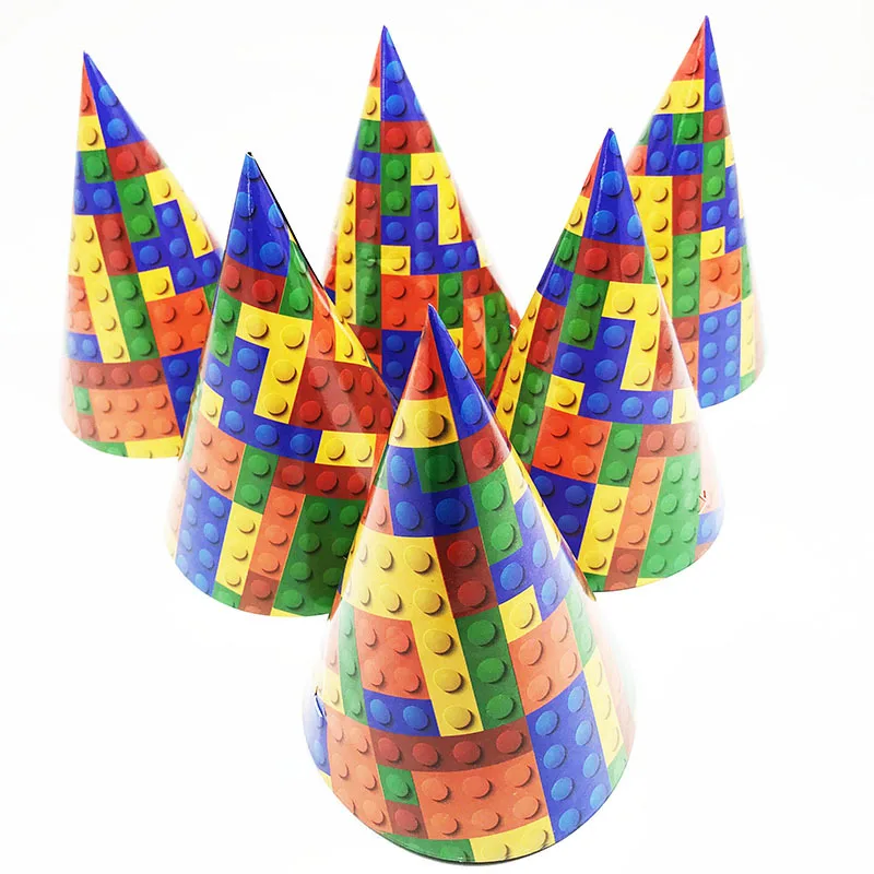 children birthday party supplies lego blocks themed paper hats with string 6pcs printed caps baby shower decorations
children birthday party supplies lego blocks themed paper hats with string 6pcs printed caps baby shower decorations