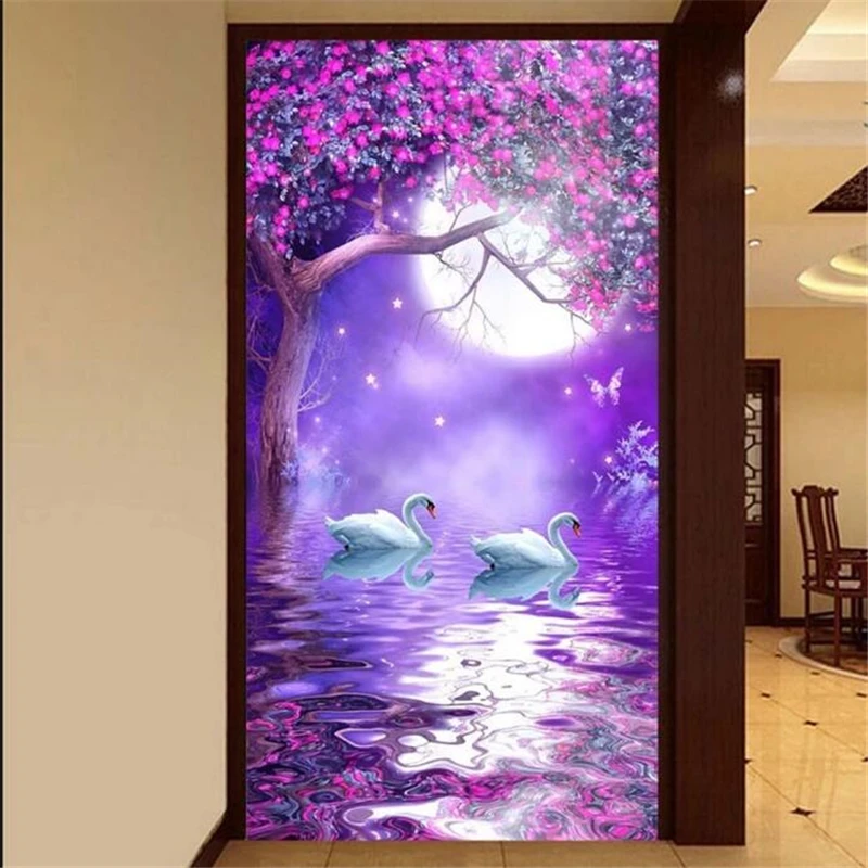 

wellyu Custom wallpaper 3d photo mural обои Nice moon full HD stereo porch TV background wallpaper for walls 3 d papel de parede