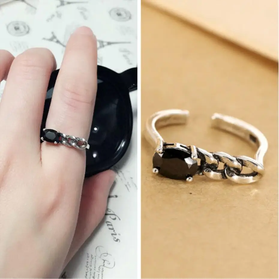 Unique personality black onyx ring opening asymmetrical twist,925 sterling silver ring for wedding engagement.
Unique personality black onyx ring opening asymmetrical twist,925 sterling silver ring for wedding engagement.