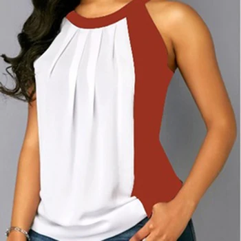 2019 New Summer Large Size Women Casual T-shirts Fashion Patchwork Sleeveless Loose Shirt Sexy Halter Female T-shirts
2019 New Summer Large Size Women Casual T-shirts Fashion Patchwork Sleeveless Loose Shirt Sexy Halter Female T-shirts