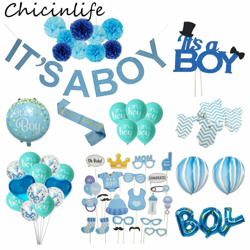 

Chicinlife Its A Boy/Girl Banner Cake Topper Balloon Photo Booth Props Baby Shower Gender Reveal Birthday Party Decor Supplies