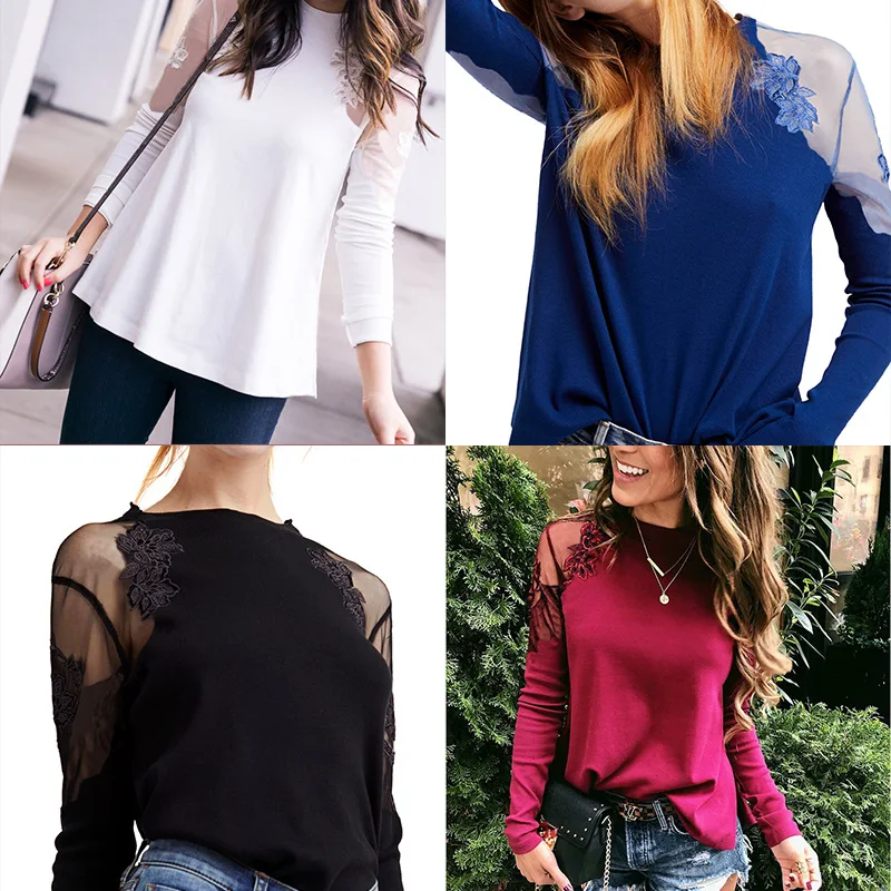 Sexy Mesh Patchwork T Shirt Women Spring Summer Long Sleeve T-Shirt Lace Hollow Out Basic Top 2019 Casual Tee Shirt Femme
Sexy Mesh Patchwork T Shirt Women Spring Summer Long Sleeve T-Shirt Lace Hollow Out Basic Top 2019 Casual Tee Shirt Femme