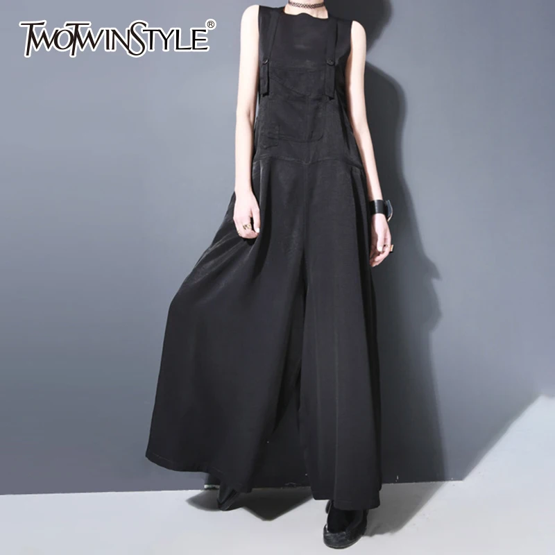 TWOTWINSTYLE Suspenders Trouser For Women Large Size Black Long Wide Leg Pant Female Spring Fashion Casual Clothing 2019
TWOTWINSTYLE Suspenders Trouser For Women Large Size Black Long Wide Leg Pant Female Spring Fashion Casual Clothing 2019
