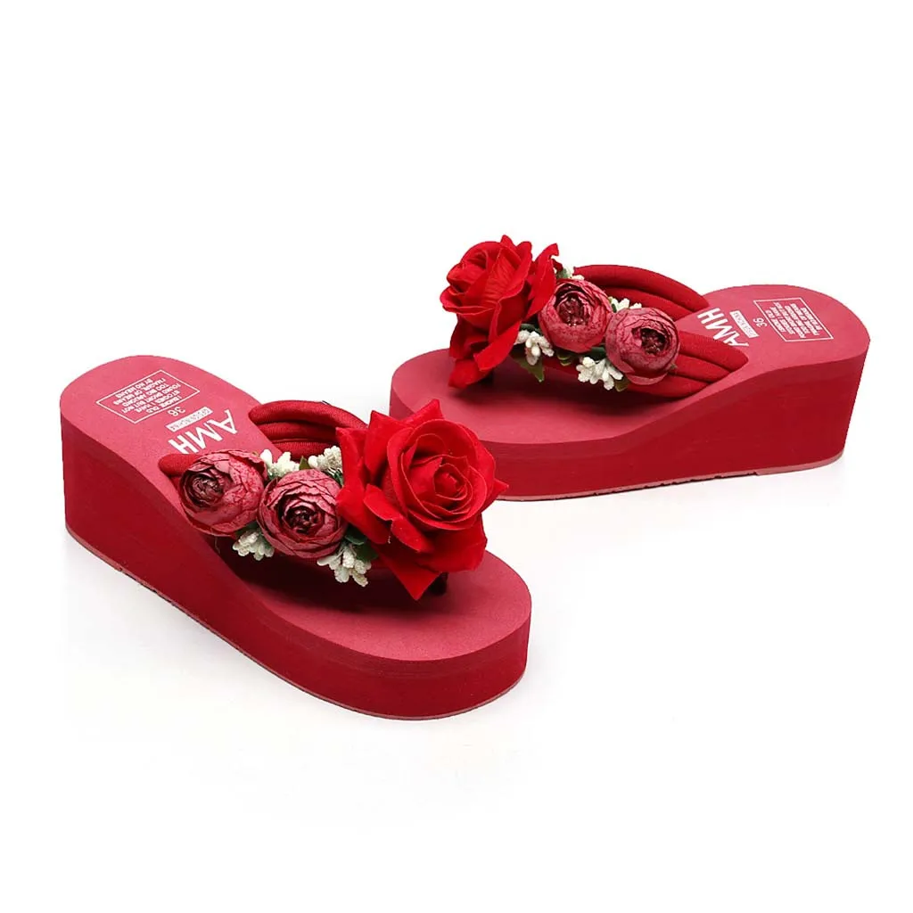 red rose summer woman wedge flip flops platform outdoor slipper floral cool string beaded shoes women Beach Thongs Sandals 2019
red rose summer woman wedge flip flops platform outdoor slipper floral cool string beaded shoes women Beach Thongs Sandals 2019