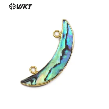 WT-P1147 Wholesale Custom Charming Natural Abalone Shell Moon Pendant With Gold Trim Double Loop Pendants For Fashion Jewelry
WT-P1147 Wholesale Custom Charming Natural Abalone Shell Moon Pendant With Gold Trim Double Loop Pendants For Fashion Jewelry