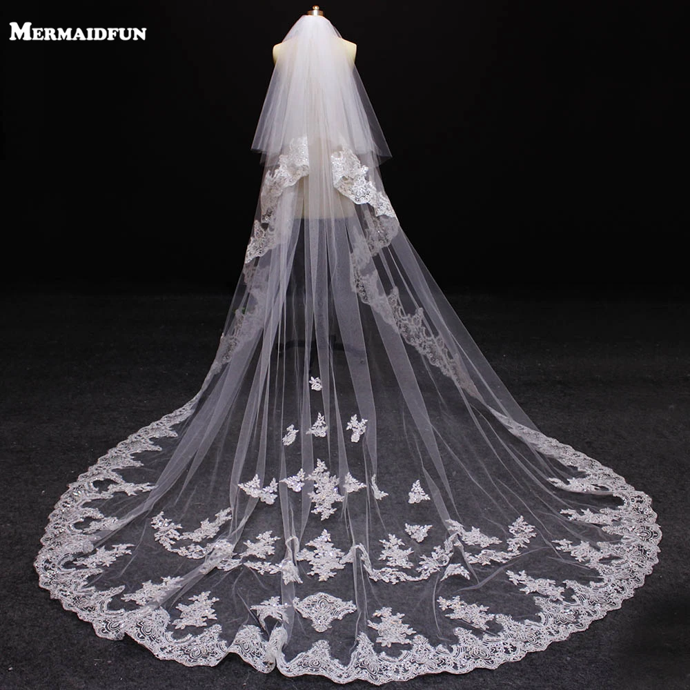 2019 Luxury Bling Sequind Lace Two layers 3 Meters Wedding Veils with comb New White Ivory 2 T Bridal Gown
2019 Luxury Bling Sequind Lace Two layers 3 Meters Wedding Veils with comb New White Ivory 2 T Bridal Gown