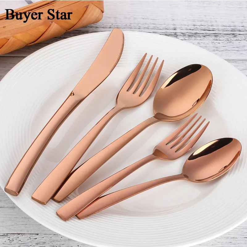 Western Dinnerware Set 5PCS 18/10 Stainless Steel Rose Gold Square Handle Teaspoon Fork Tableware Rose Top Quality Cutlery Set
Western Dinnerware Set 5PCS 18/10 Stainless Steel Rose Gold Square Handle Teaspoon Fork Tableware Rose Top Quality Cutlery Set