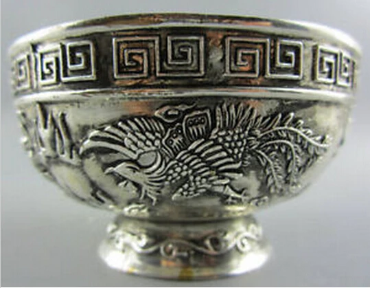 B0601 510Handwork Tibet silver Carving Phoenix Dragon Bowl wholesale Buddhism copper singing bowls Antique Garden statue
B0601 510Handwork Tibet silver Carving Phoenix Dragon Bowl wholesale Buddhism copper singing bowls Antique Garden statue