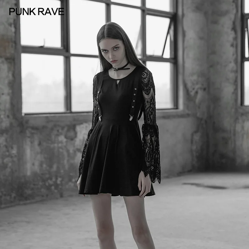 Punk Rave Casual Gothic Lace Sleeves Hollow-out V Collar Fake Braces Sexy Mini Women Dress A-Line OPQ391
Punk Rave Casual Gothic Lace Sleeves Hollow-out V Collar Fake Braces Sexy Mini Women Dress A-Line OPQ391