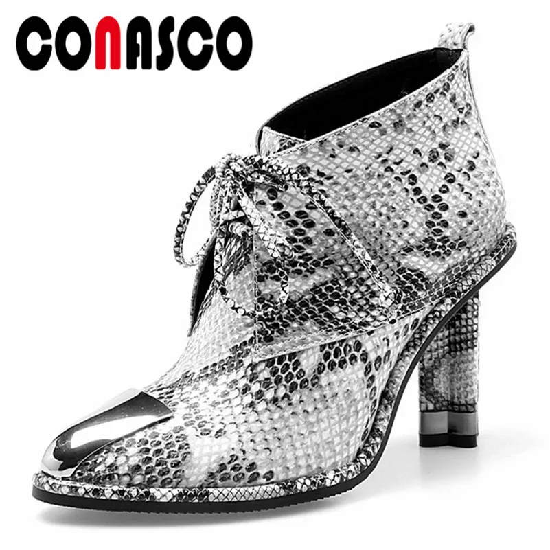 CONASCO Brand Women Ankle Boots High Heels Autumn Winter Metal Toe Martin Shoes Woman Lace Up Sexy Office Pumps Platforms Boots
CONASCO Brand Women Ankle Boots High Heels Autumn Winter Metal Toe Martin Shoes Woman Lace Up Sexy Office Pumps Platforms Boots