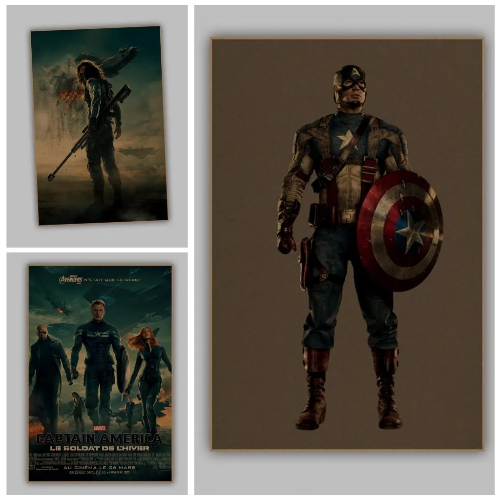 Captain America The cuadros retro Kraft Paper Poster Movie drawing Marvel Wall Sticker Home decor Nostalgia
Captain America The cuadros retro Kraft Paper Poster Movie drawing Marvel Wall Sticker Home decor Nostalgia