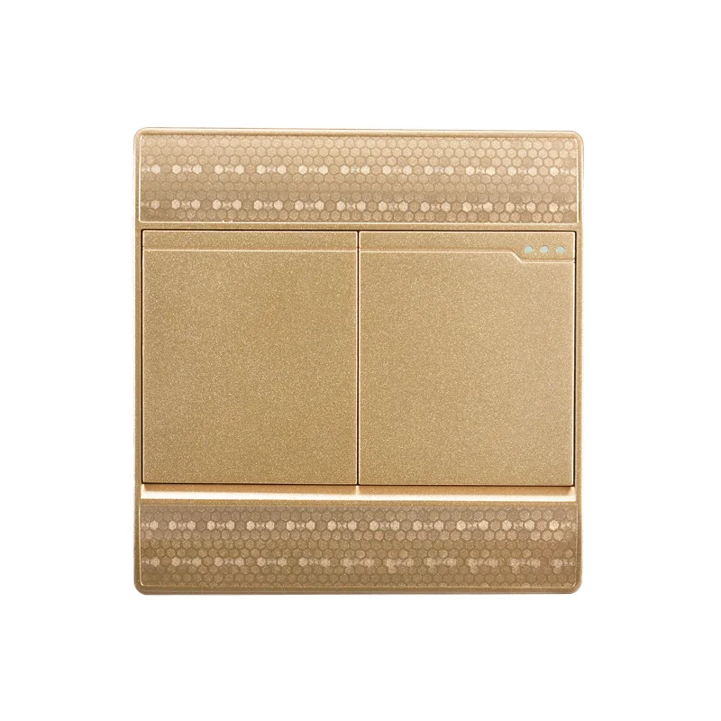 Luxurious Champagne gold Push Button switch socket 2gang1way Wall light socket 110v-250v 10A
Luxurious Champagne gold Push Button switch socket 2gang1way Wall light socket 110v-250v 10A