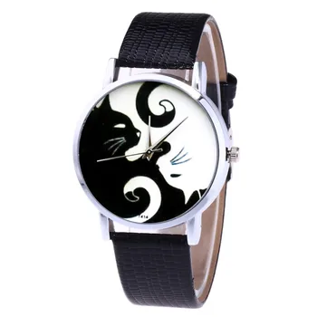 

Zhou Lianfa Fashion Casual Brand Unisex Men Watch New Leather Strap Cute Cat Mens Boys Girls Clock Quartz Wrist Watches reloj