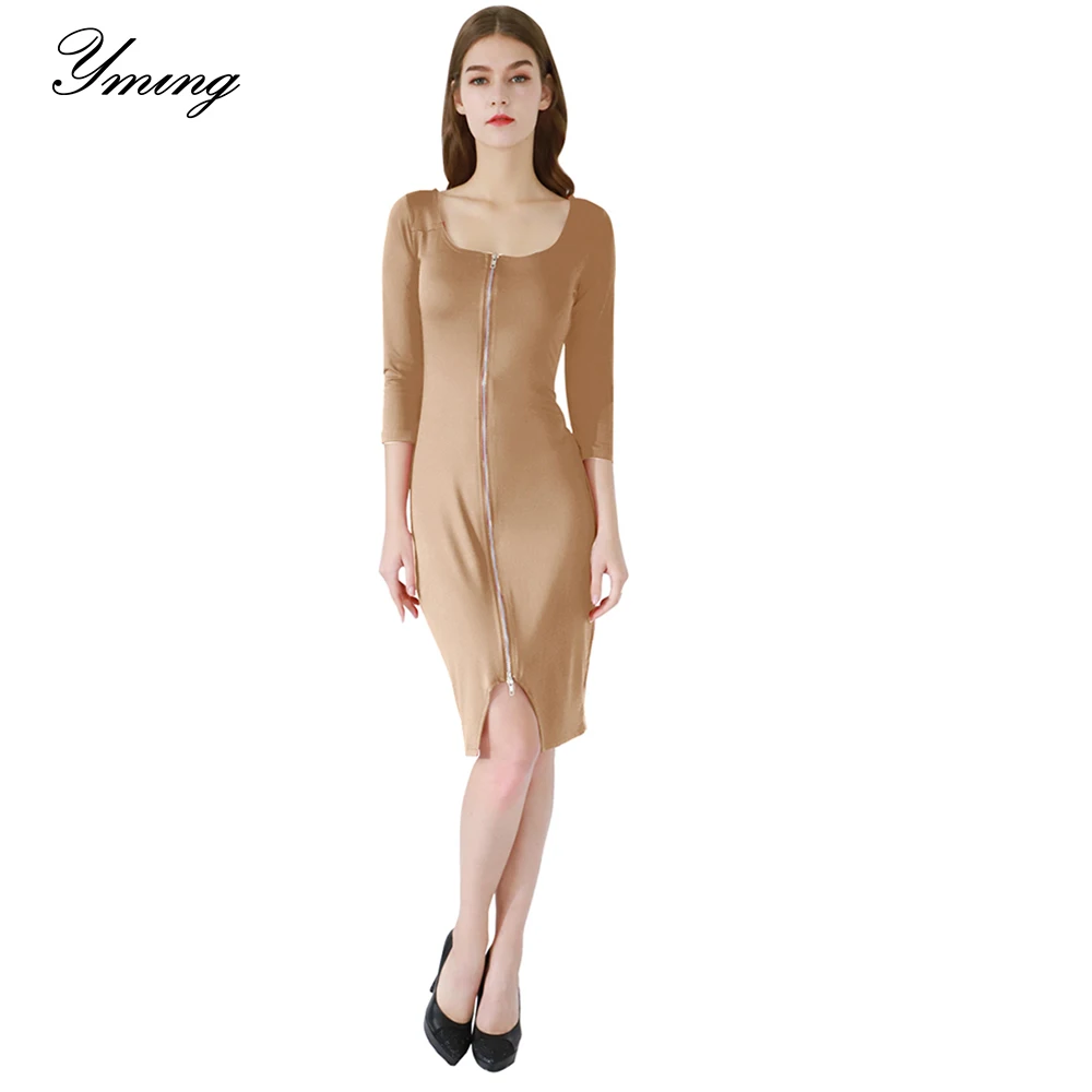 Bodycon Zipper Front Dress Women Sexy Club Dresses 3/4 Sleeve Dress Casual Summer Sundress Thin Party Office Vestidos for Women
Bodycon Zipper Front Dress Women Sexy Club Dresses 3/4 Sleeve Dress Casual Summer Sundress Thin Party Office Vestidos for Women