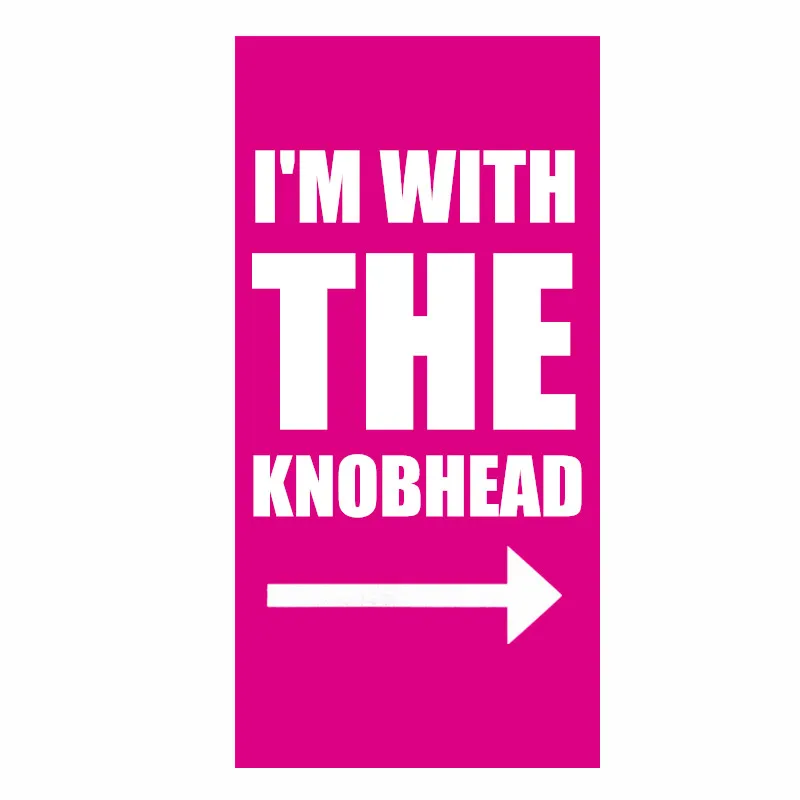 Розовое черное белое пляжное полотенце I'm with the Knobhead с шуточным юмором для