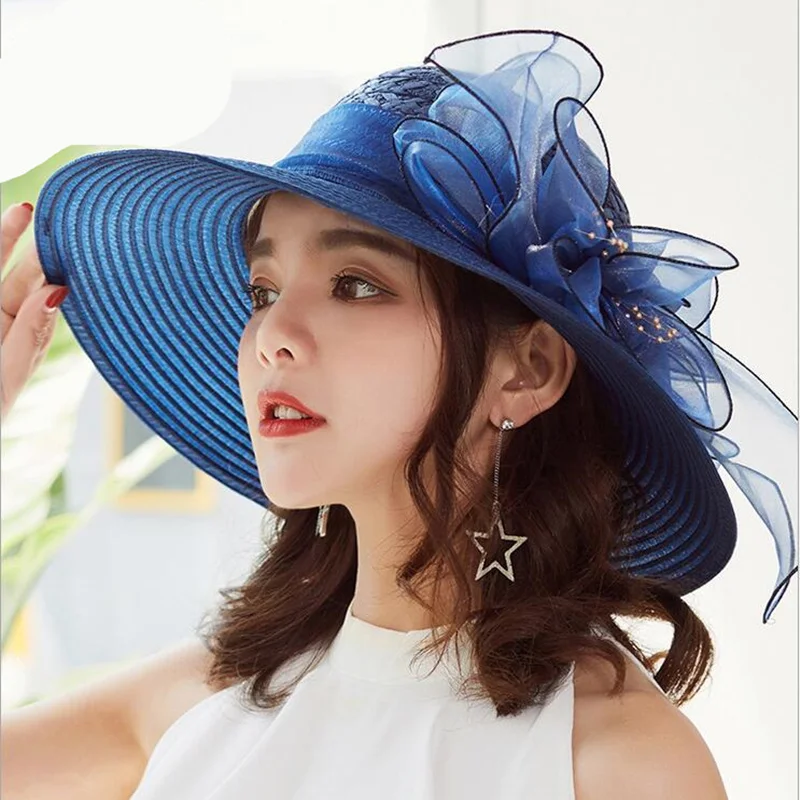 Шляпа женская летняя новая Тайваньская шелковая с большим цветком | Аксессуары