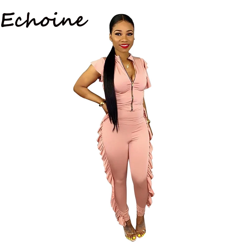 Echoine Casual Women Jumpsuit Ruffles Zipper Solid Color Short Sleeve Office Lady Slinky Jumpsuits For Women 2019 3 Color
Echoine Casual Women Jumpsuit Ruffles Zipper Solid Color Short Sleeve Office Lady Slinky Jumpsuits For Women 2019 3 Color