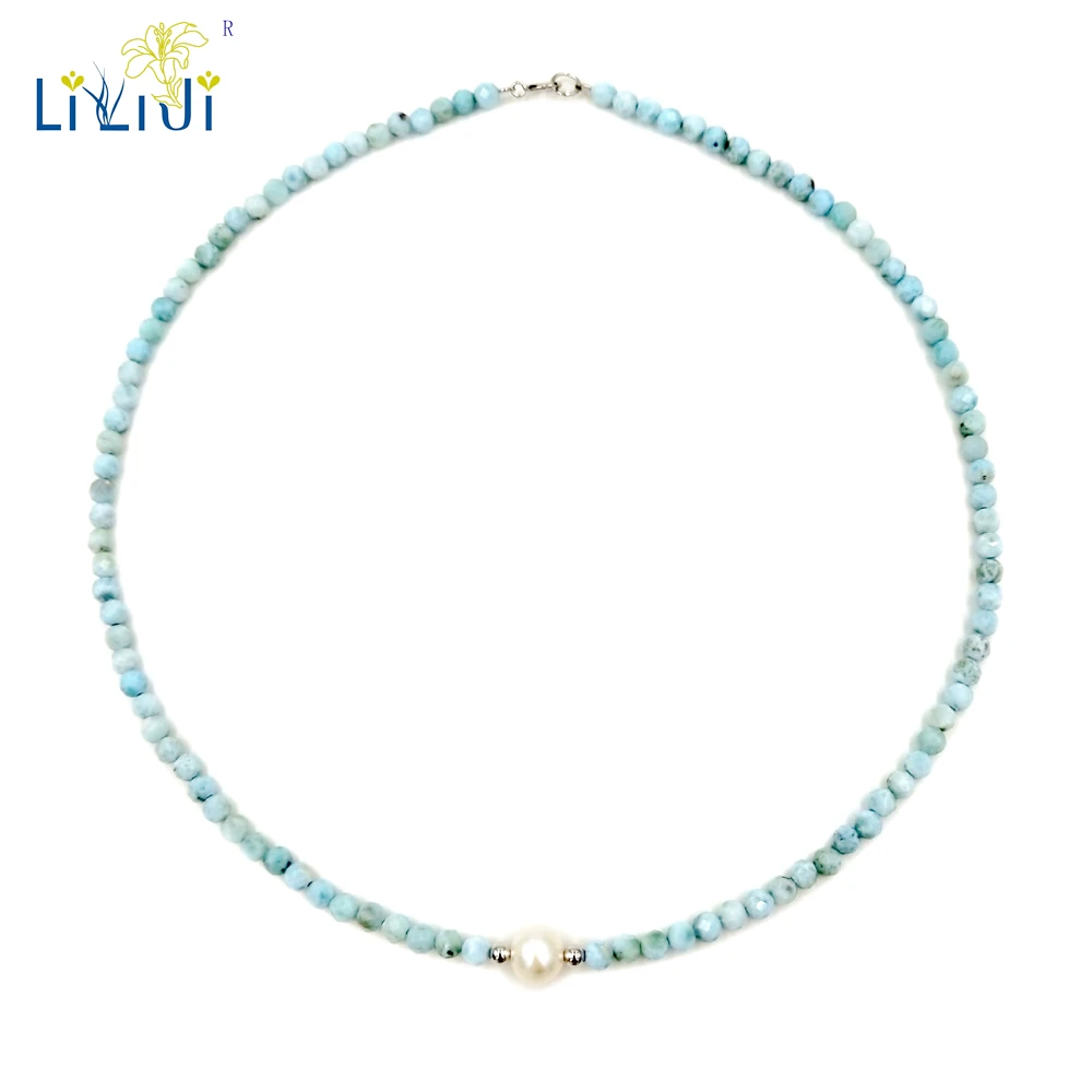 LiiJi Unique Blue Larimar 2mm/3-4mm Freshwater Pearl 925 Sterling Silver Choker Necklace
LiiJi Unique Blue Larimar 2mm/3-4mm Freshwater Pearl 925 Sterling Silver Choker Necklace